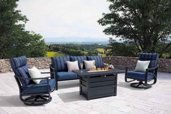 Jarvis 4-Piece Firepit Set with Swivel Rocking Chairs