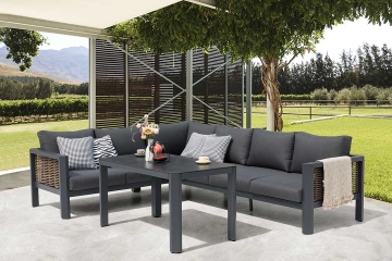 Hallie 4-Piece Aluminum & Wicker Sectional Sofa Set