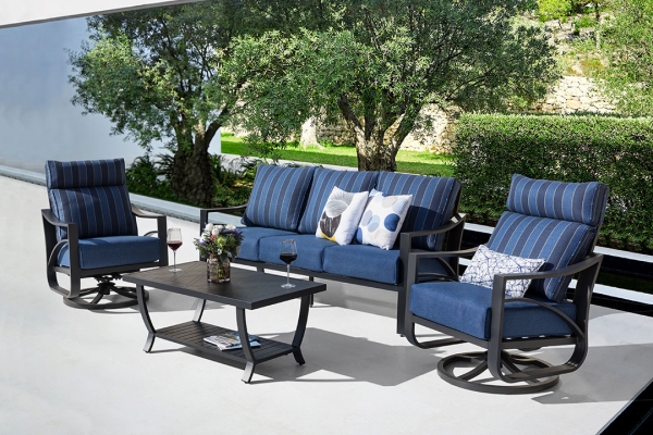 Jarvis 4-Piece Aluminum Sofa Set with Swivel Rocking Chairs