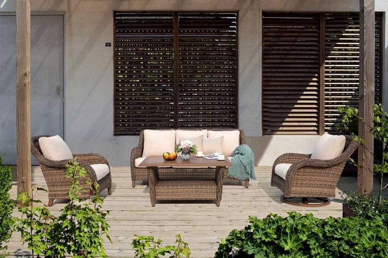 This outdoor sofa set is made of aluminum frame and PE rattan wicker which is waterproof and rust-resistant, easy to move, you can easily move to any places you want. Stylish design and comfortable color matched will keep you liking it for a long time.