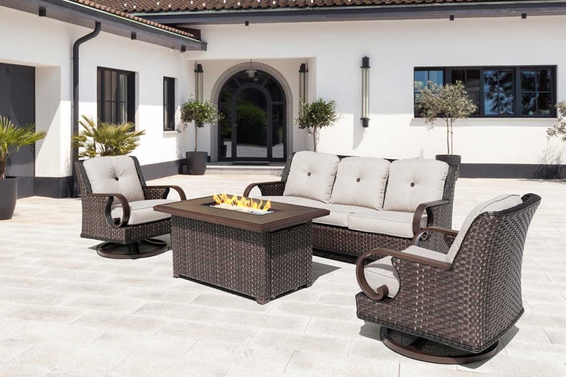 The collection of Brooks shows Patio Time's appreciation of the American classic style design. This deep seating sofa set is ideal for kicking off a party or relaxing after a long day. Brooks adds style and design with grace to enhance your outdoor experience.