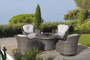 Tenaya 5-Piece Firepit Set with Swivel Rocking Chairs (Modified)