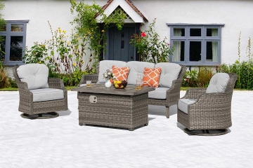 Tenaya 4-Piece Firepit Set with Swivel Rocking Chairs