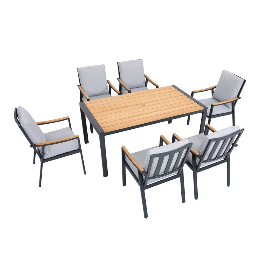 Nova 7-Piece Aluminum & Teak Dining Set_1