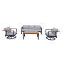 Nova 4-Piece Aluminum & Teak Sofa Set with Swivel Rocking Chairs_0