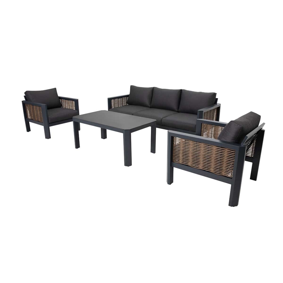 Hallie 4-Piece Aluminum & Wicker Sofa Set with Stationary Chairs_1