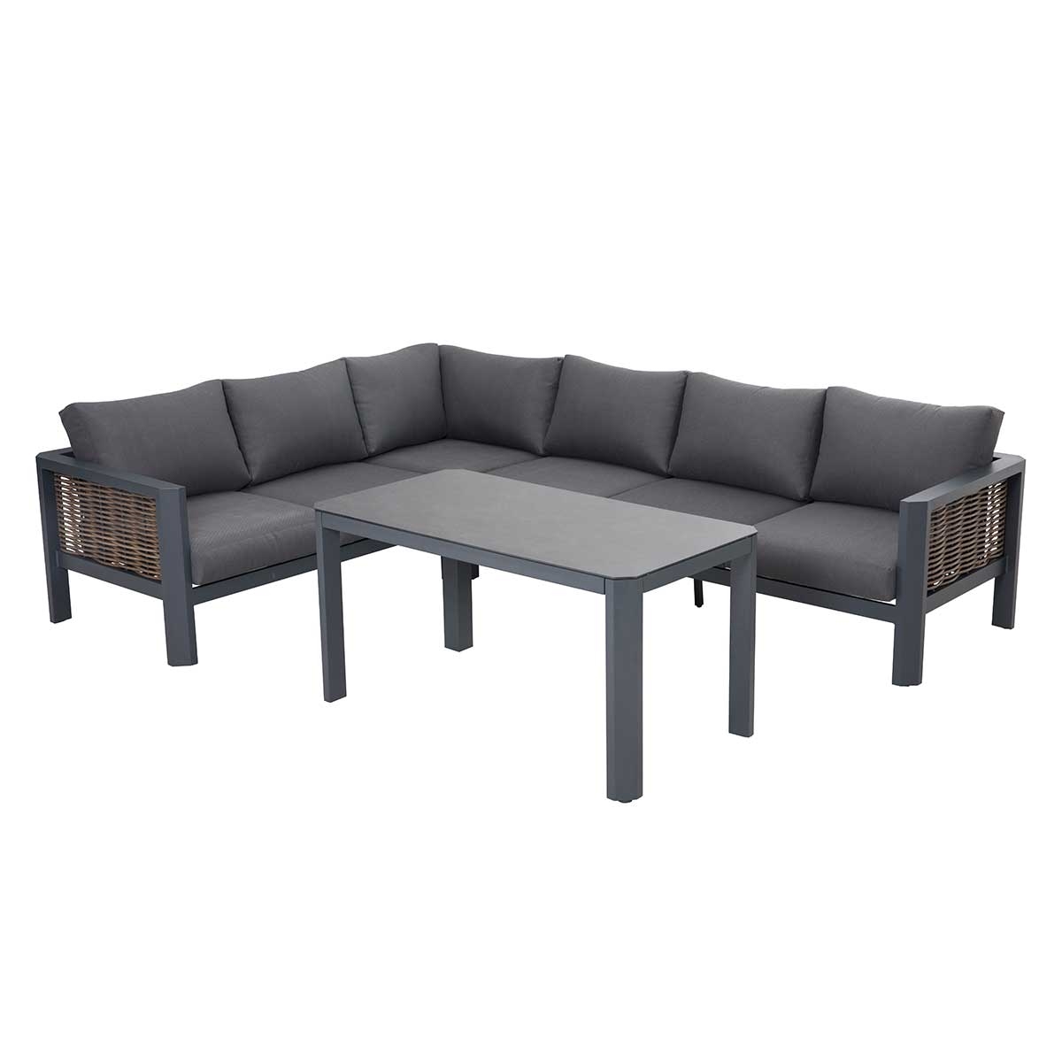 Hallie 4-Piece Aluminum & Wicker Sectional Sofa Set_0