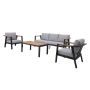 Nova 4-Piece Aluminum & Teak Sofa Set with Stationary Chairs_1