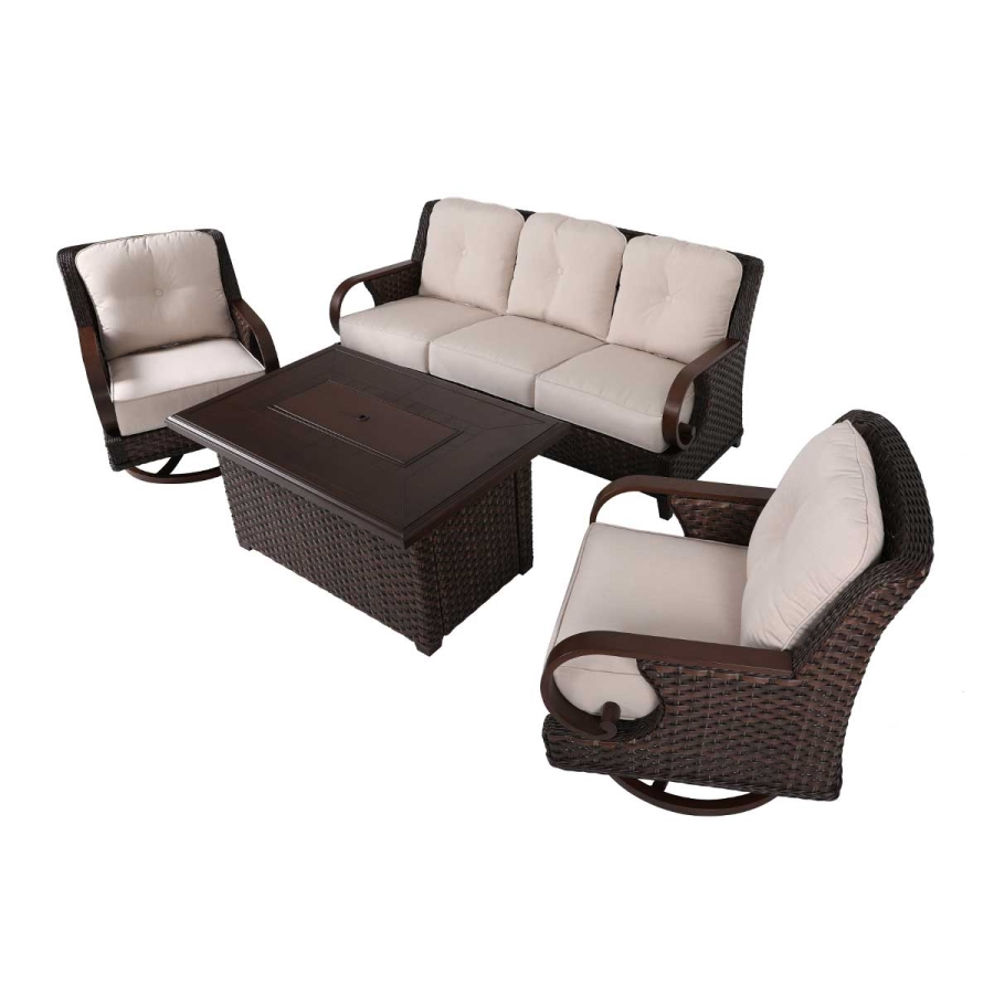 Brooks 4-Piece Firepit Sofa Set with Swivel Rocking Chairs_1
