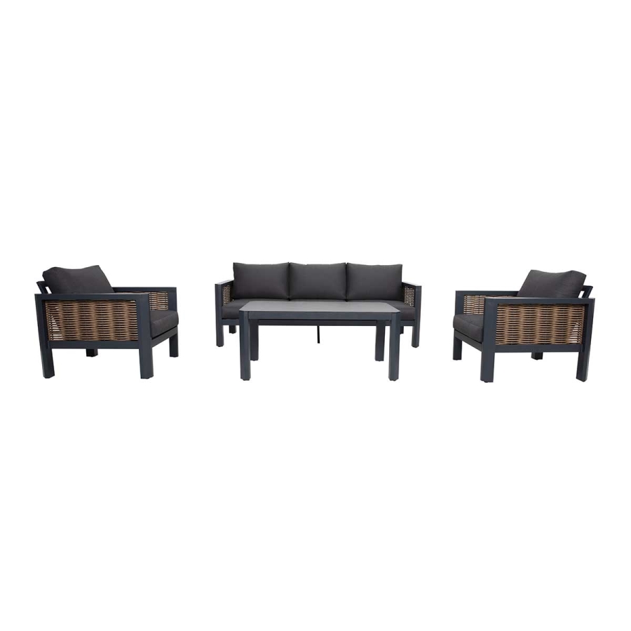 Hallie 4-Piece Aluminum & Wicker Sofa Set with Stationary Chairs_0