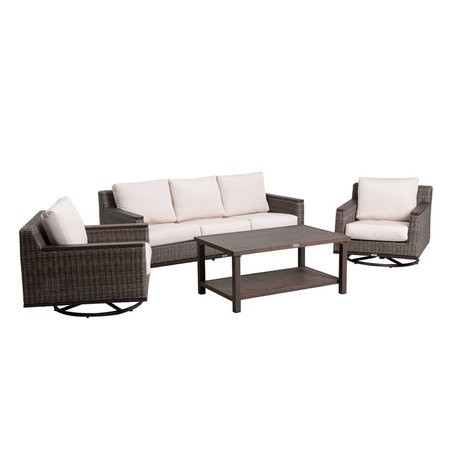 Beaufort 4-Piece Wicker Sofa Set  with Swivel Rocking Chairs_1