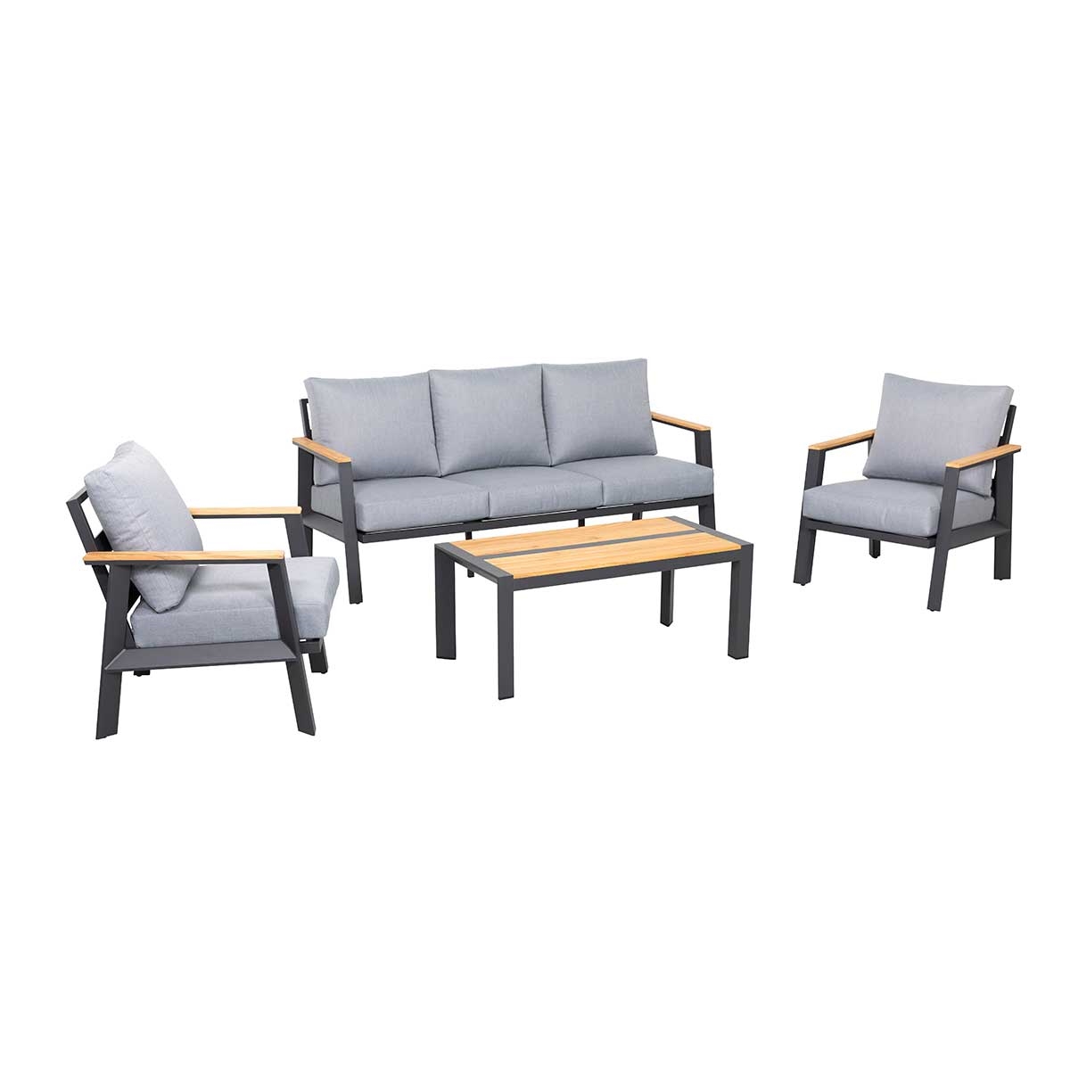 Burton 4-Piece Aluminum & Teak Sofa Set_1