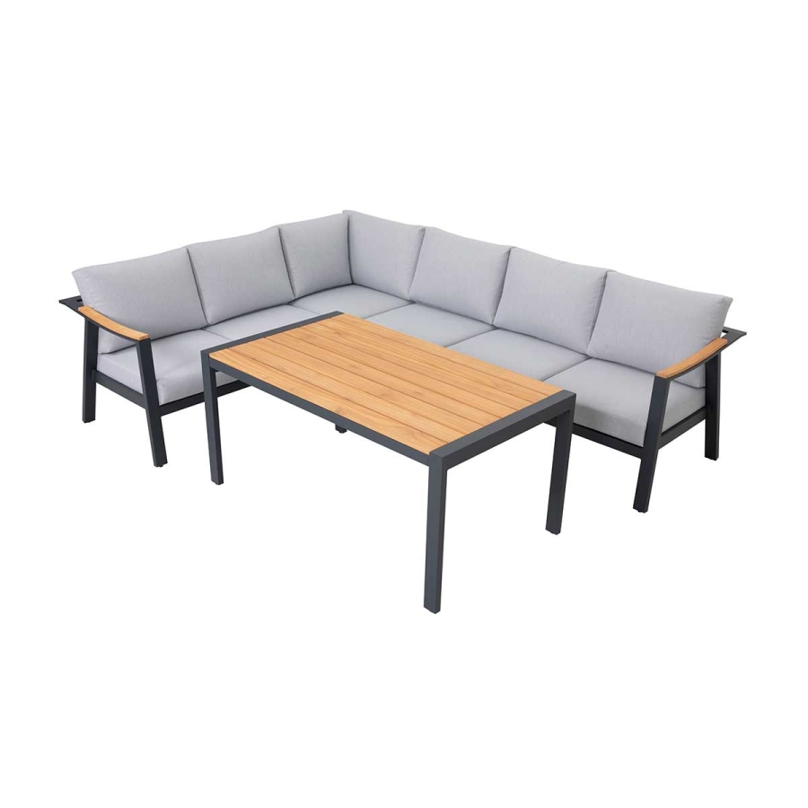 Nova 4-Piece Aluminum & Teak Sectional Sofa Set_1