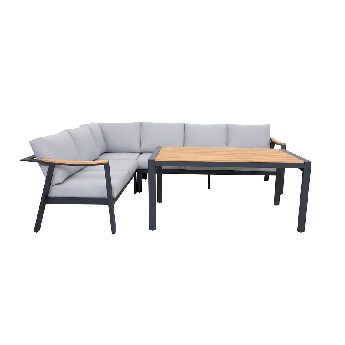 Nova 4-Piece Aluminum & Teak Sectional Sofa Set_0