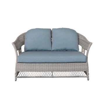 Shell Aluminum & Rattan Loveseat Sofa