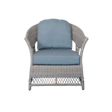 Shell Aluminum & Rattan Stationary Chair